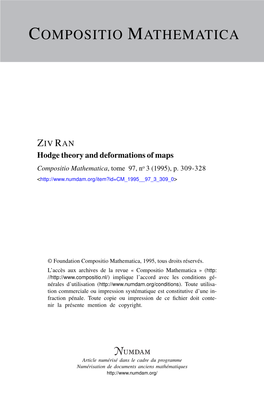 Hodge Theory and Deformations of Maps Compositio Mathematica, Tome 97, No 3 (1995), P