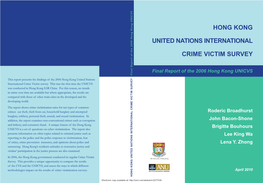 Hong Kong United Nations International Crime Victim Survey International Hong Kong United Nations