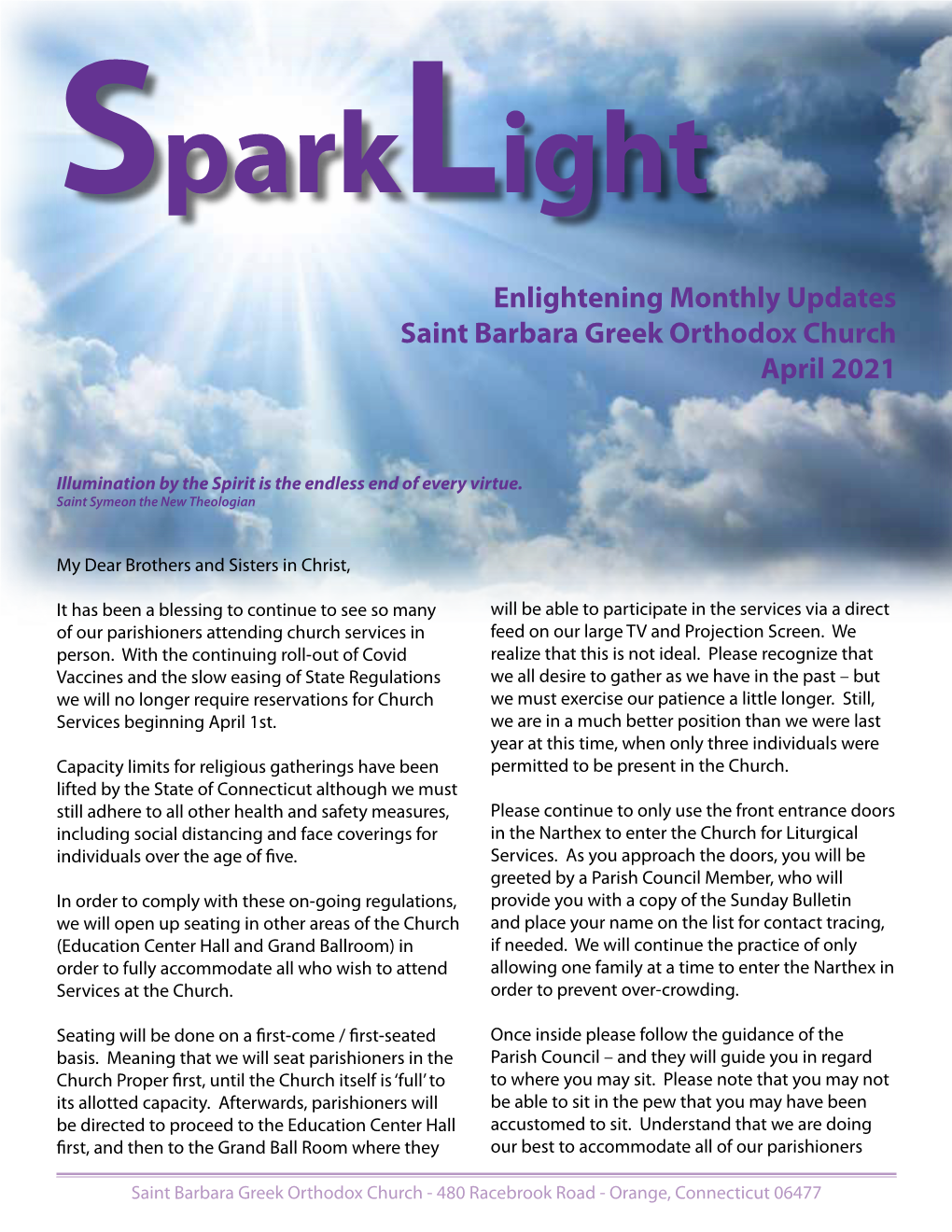 Enlightening Monthly Updates Saint Barbara Greek Orthodox Church April 2021