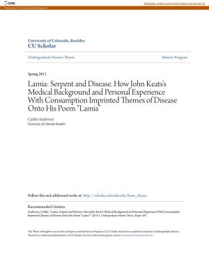 Lamia: Serpent and Disease. How John Keatsâ•Žs Medical