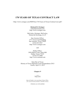170 Years of Texas Contract Law