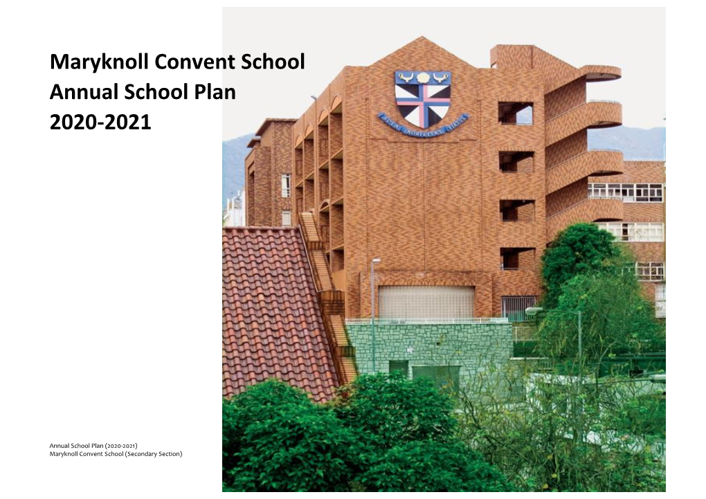 Maryknoll Convent School Annual School Plan 2020-2021