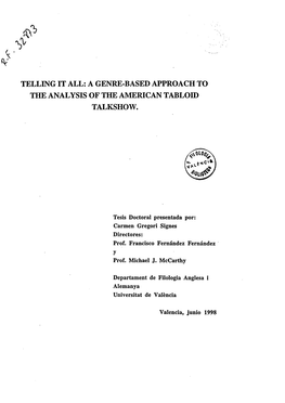 A Genre-Based Approach to the Analysis of the American Tabloid Talkshow