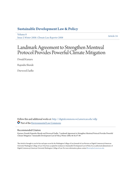 Landmark Agreement to Strengthen Montreal Protocol Provides Powerful Climate Mitigation Donald Kaniaru