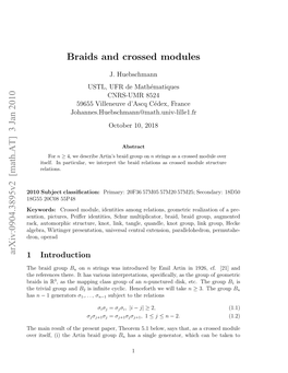 Braids and Crossed Modules