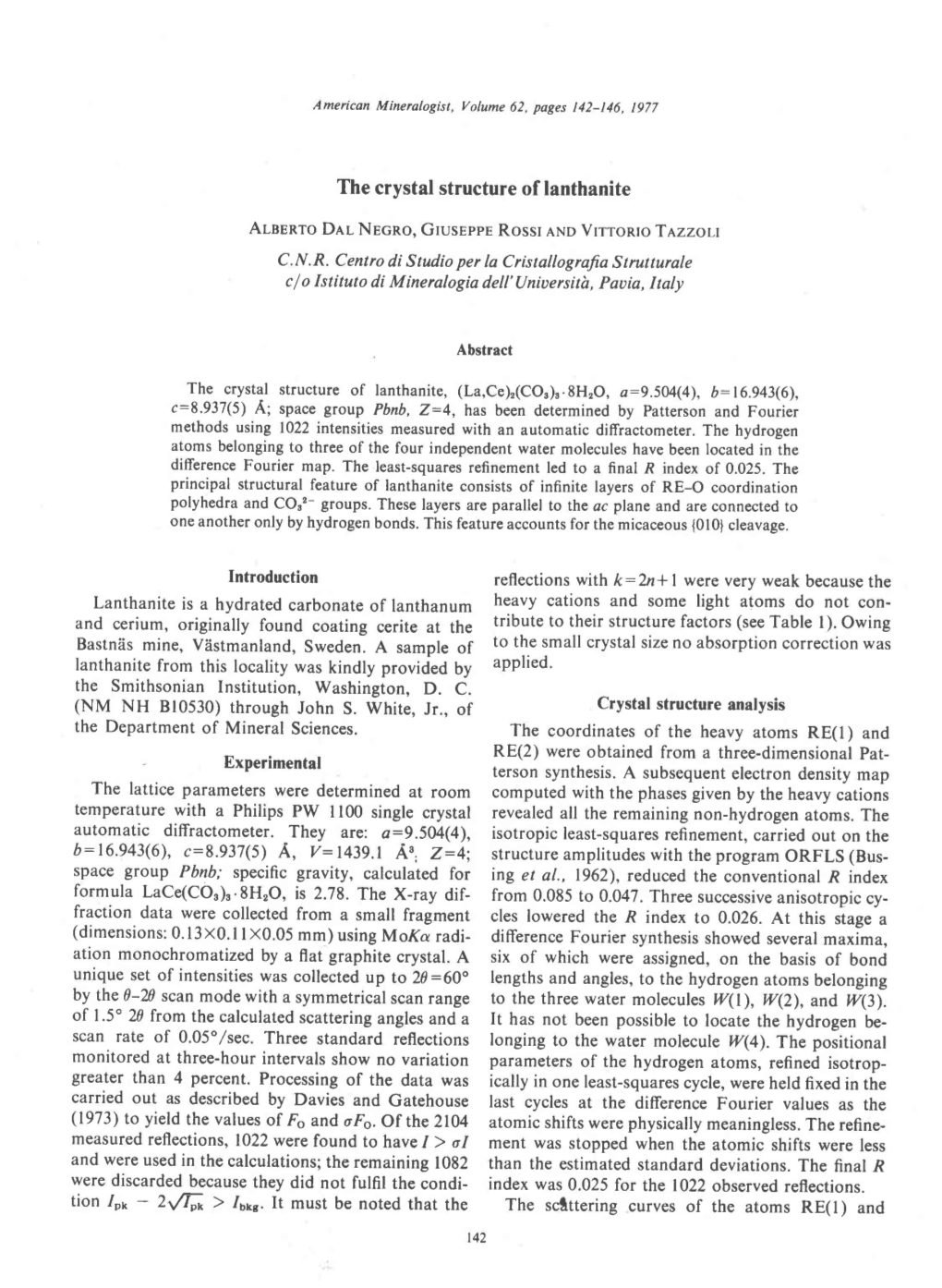 The Crystal Structure of Lanthanite