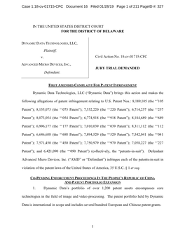 AMD” Or “Defendant”) Infringes Each of the Patents-In-Suit In