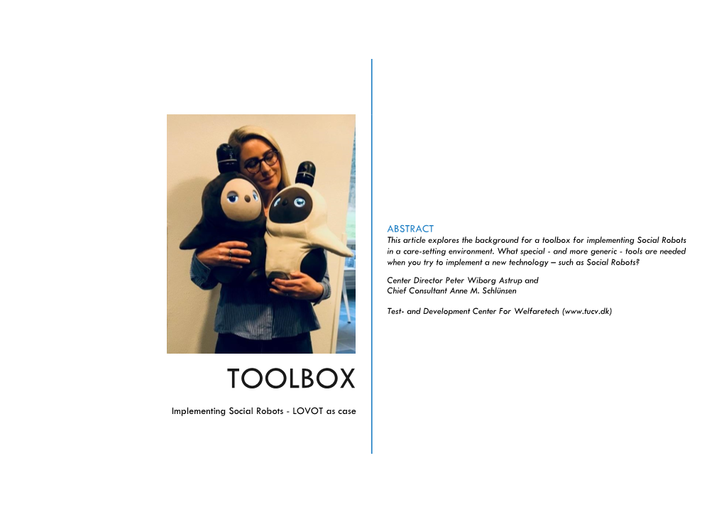 Toolbox for Implementing Social Robots in a Care-Setting Environment