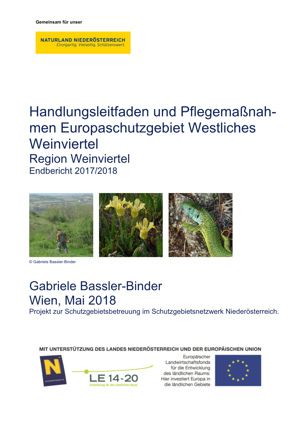 Men Europaschutzgebiet Westliches Weinviertel Region Weinviertel Endbericht 2017/2018