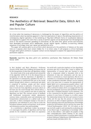 The Aesthetics of Retrieval: Beautiful Data, Glitch Art and Popular Culture