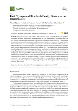 First Phylogeny of Bitterbush Family, Picramniaceae (Picramniales)