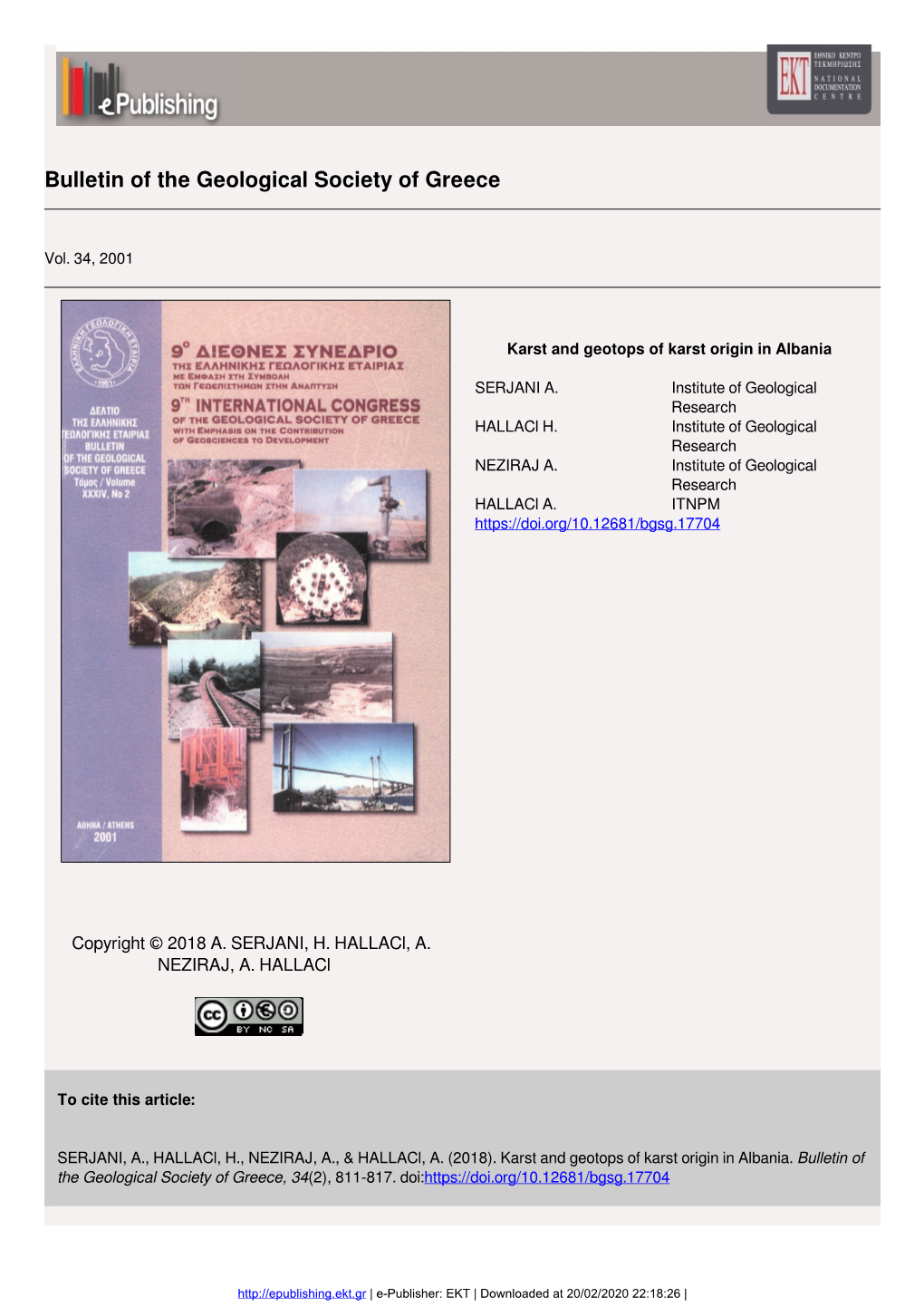 Bulletin of the Geological Society of Greece