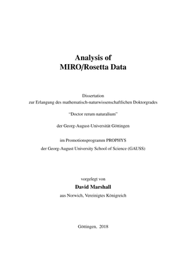 Analysis of MIRO/Rosetta Data