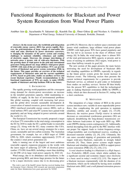 Functional Requirements for Blackstart and Power System Restoration from Wind Power Plants