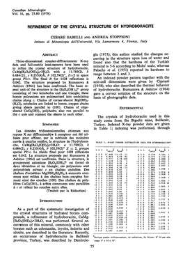 Refinement of the Crystal Structure Of