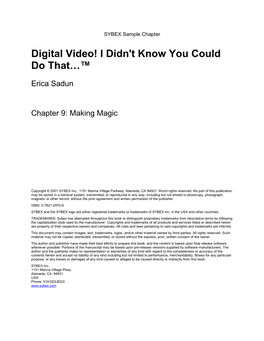 Digital Video! I Didn't Know You Could Do That…™