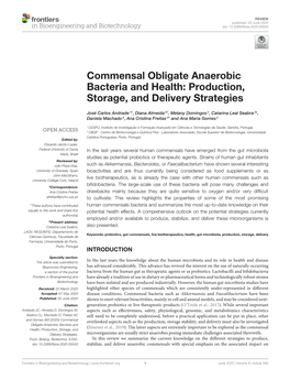 Commensal Obligate Anaerobic Bacteria and Health: Production, Storage, and Delivery Strategies