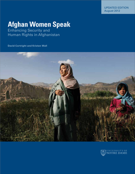 Afghan Women Speak Enhancing Security and Human Rights in Afghanistan August 2012