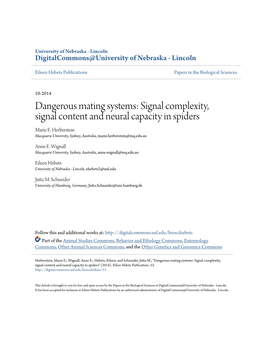 Dangerous Mating Systems: Signal Complexity, Signal Content and Neural Capacity in Spiders Marie E