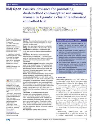 Positive Deviance for Promoting Dual- Method Contraceptive Use Among Women in Uganda