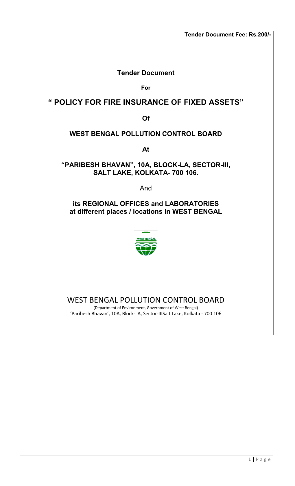 Policy for Fire Insurance of Fixed Assets”