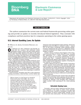 U.S. Internet Gambling Laws: an Update