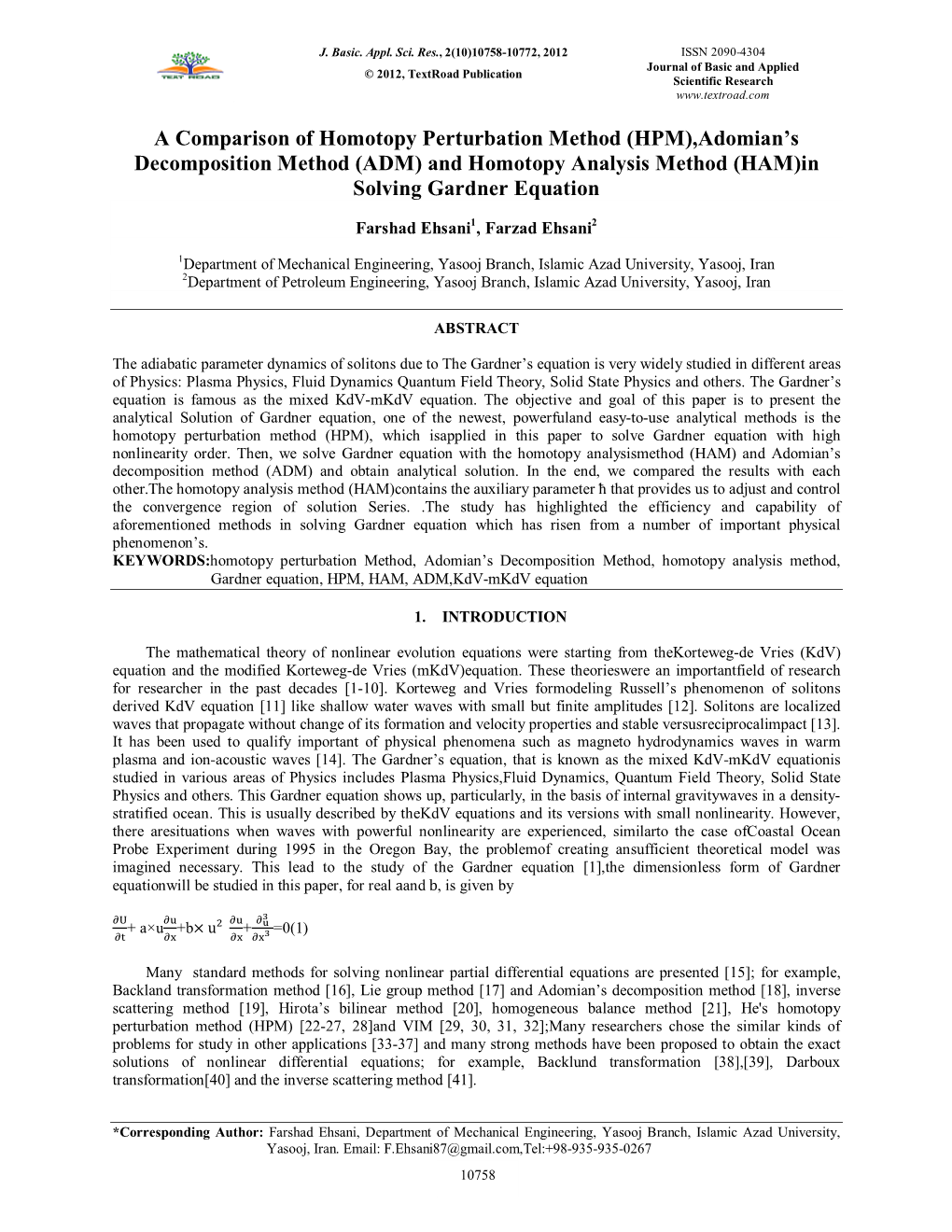 (HPM),Adomian's Decomposition Method (ADM) and Homotopy