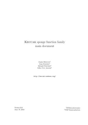 Keccak Sponge Function Family Main Document