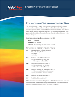 Explanation of Spectrophotometric Data