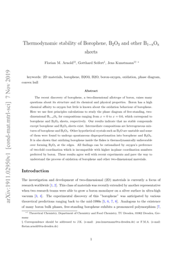 Thermodynamic Stability of Borophene, B2O3 and Other B1−Xox Sheets