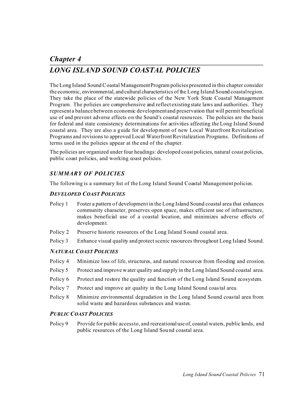 Chapter 4 LONG ISLAND SOUND COASTAL POLICIES