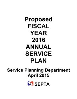 Proposed FISCAL YEAR 2016 ANNUAL SERVICE PLAN