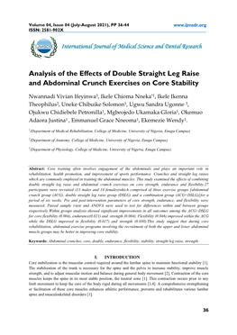 Analysis of the Effects of Double Straight Leg Raise and Abdominal Crunch Exercises on Core Stability