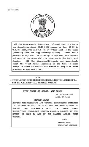 High Court of Delhi: New Delhi Office Order