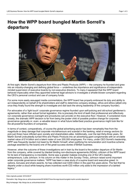 How the WPP Board Bungled Martin Sorrell's Departure