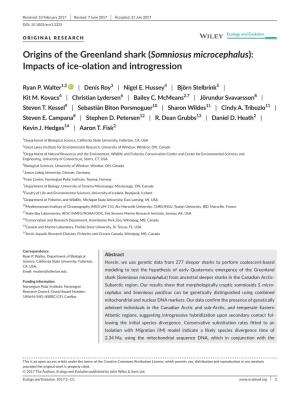Origins of the Greenland Shark (Somniosus Microcephalus): Impacts of Ice&#X2010;Olation and Introgression