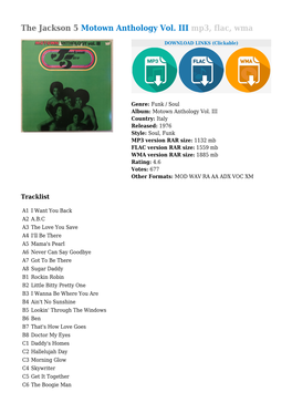 The Jackson 5 Motown Anthology Vol. III Mp3, Flac, Wma