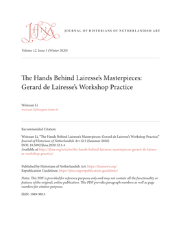 Gerard De Lairesse's Workshop Practice