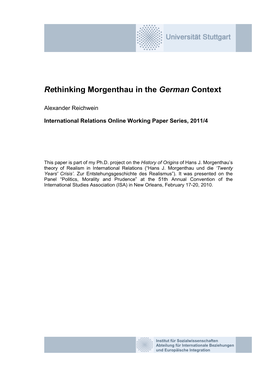 Rethinking Morgenthau in the German Context