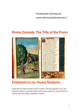Dante's Divine Comedy-The Title of the Poem