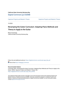 Adapting Piano Methods and Theory to Apply to the Guitar