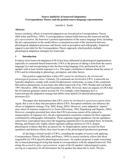 1 Source Similarity in Loanword Adaptation: Correspondence