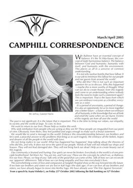 Camphill Correspondence March/April 2005