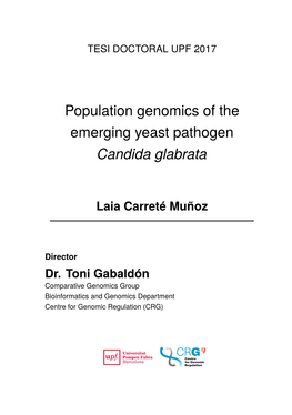 Population Genomics of the Emerging Yeast Pathogen Candida Glabrata