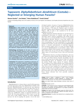 Tapeworm Diphyllobothrium Dendriticum (Cestoda)— Neglected Or Emerging Human Parasite?