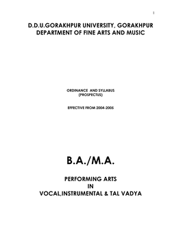 Performing Arts in Vocal,Instrumental & Tal Vadya