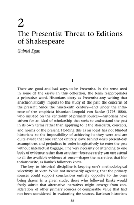 The Presentist Threat to Editions of Shakespeare