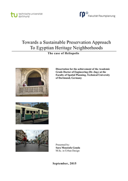 Towards a Sustainable Preservation Approach to Egyptian Heritage Neighborhoods the Case of Heliopolis
