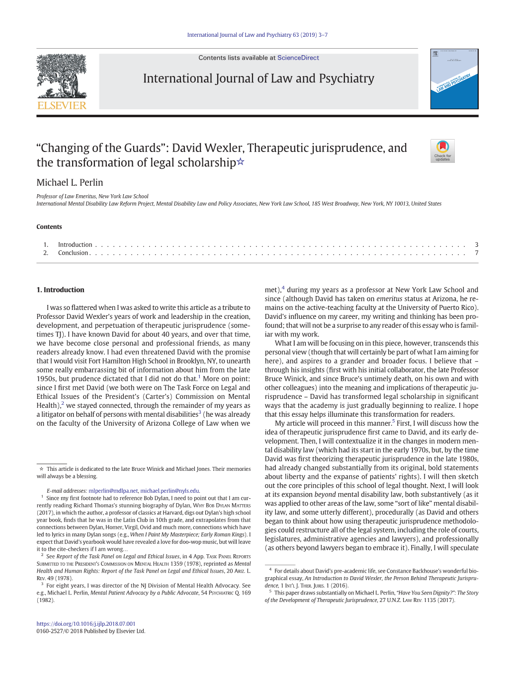 “Changing of the Guards”: David Wexler, Therapeutic Jurisprudence, and the Transformation of Legal Scholarship☆