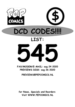 Dcd Codes!!!! List